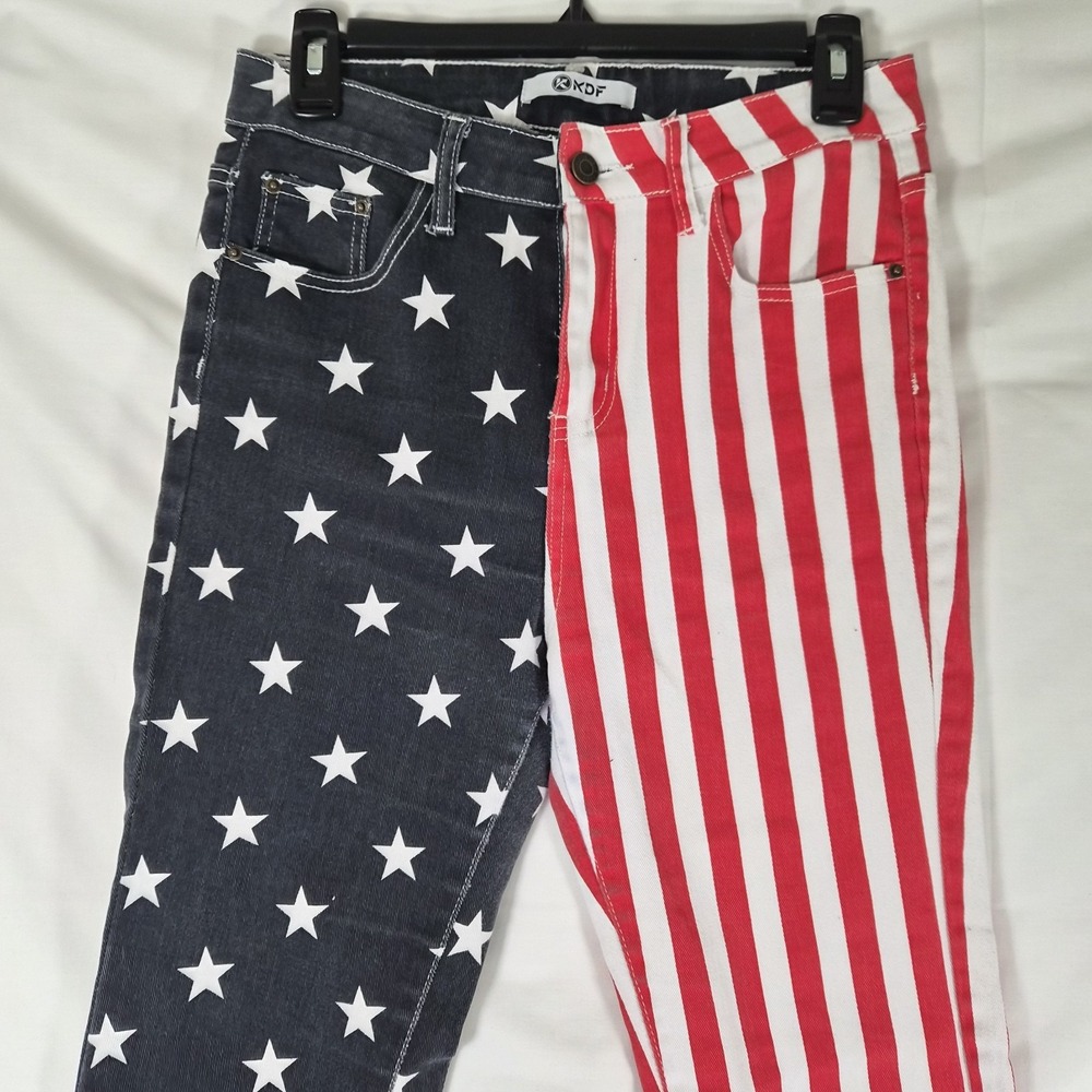 American Flag Jeans Womens US 6 Stars Stripes Red White Blue Patriotic‎ Bell... - Picture 2 of 14